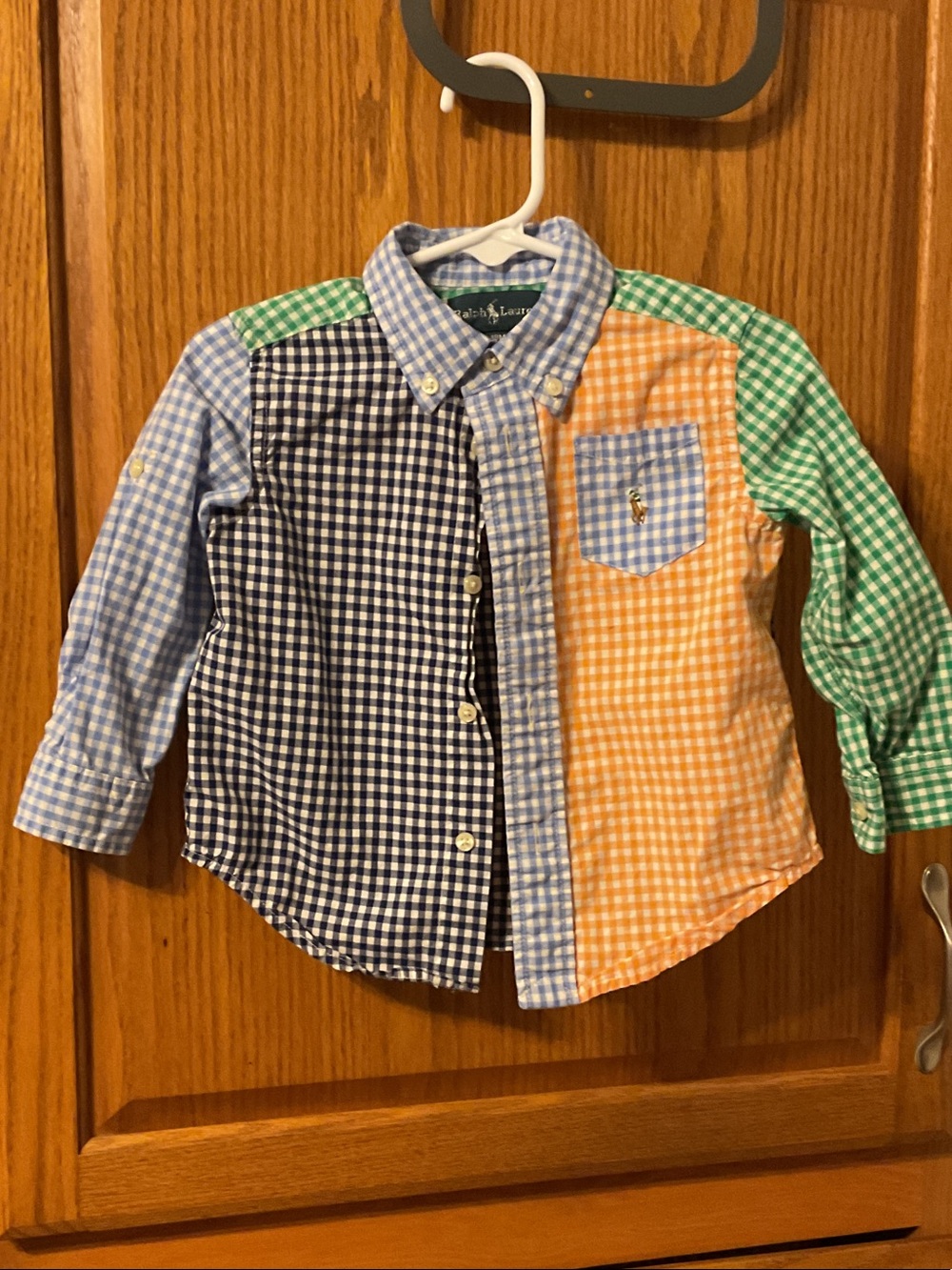 Ralph Lauren Boys' Multi-Color Gingham Button-Down Shirt size 18 months